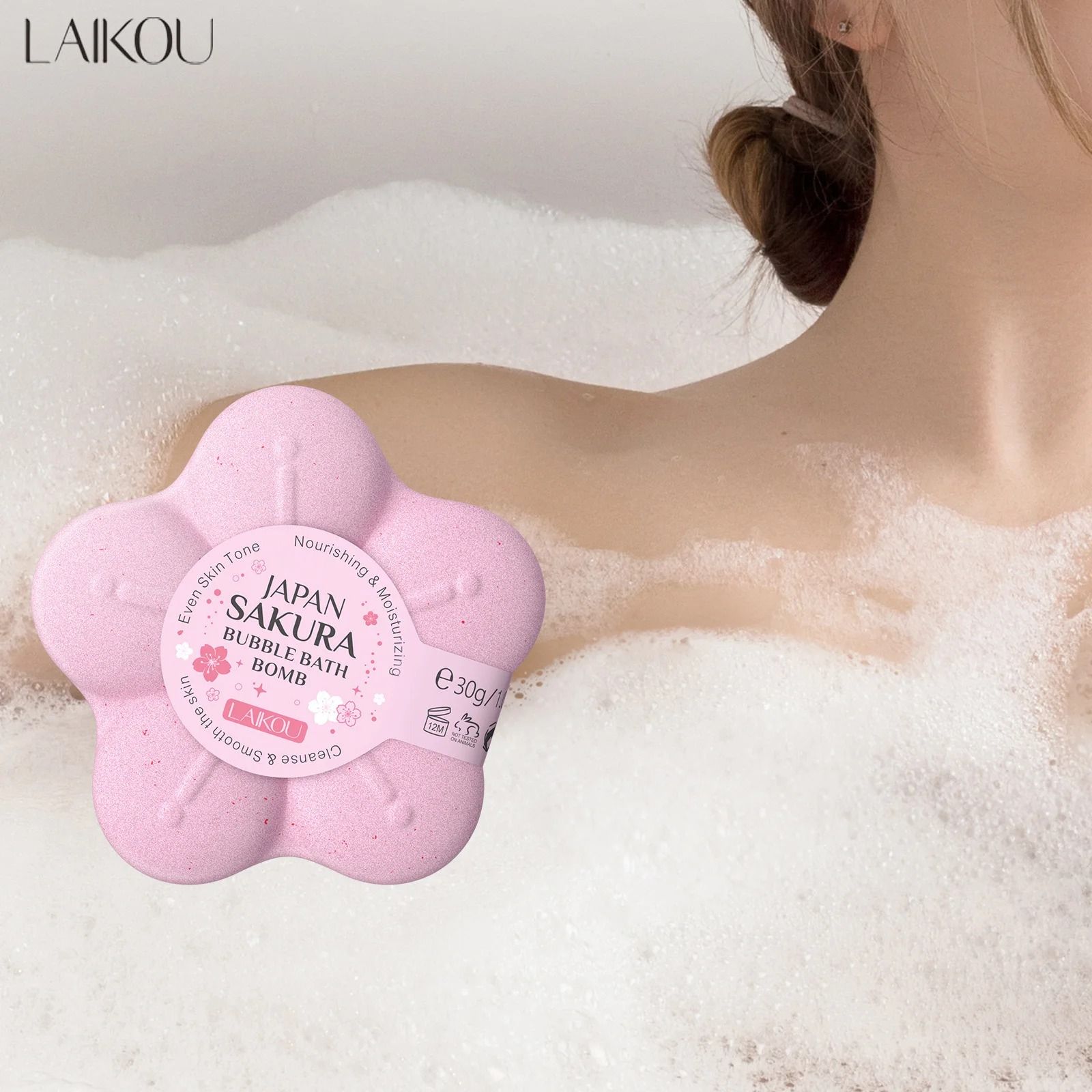 LAIKOU Japanese Sakura Bath Bomb Moisturizing Bubble Bath Salt 30g