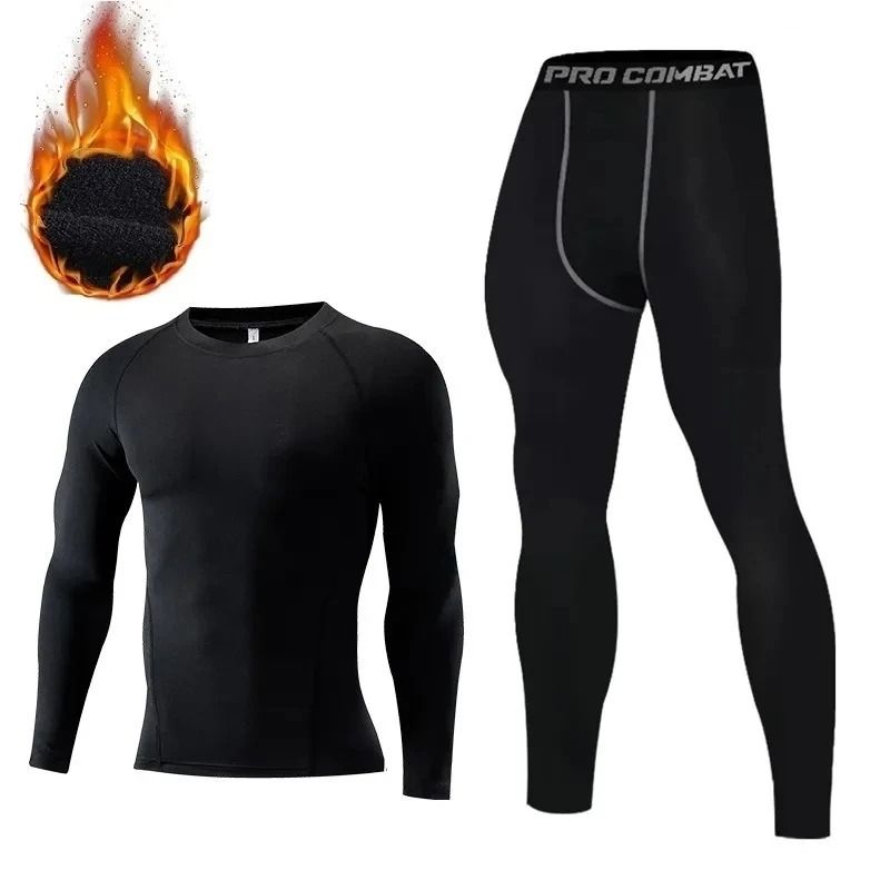 Mens Fleece Thermal Underwear Set Winter Warm Compression Long Johns