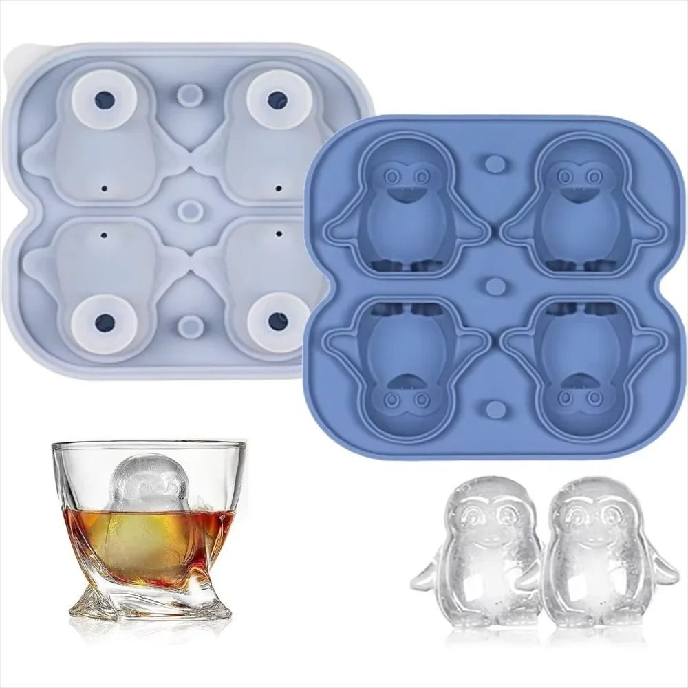 Premium Penguin Silicone Ice Cube Tray – 3D Novelty Flower & Animal Mold with Leak-Proof Lid