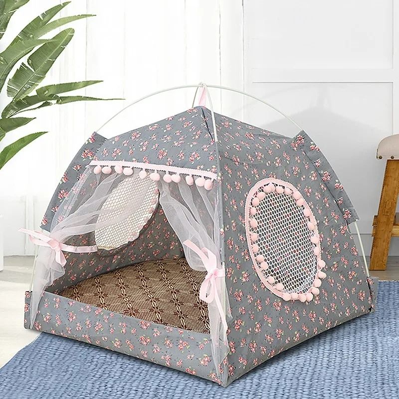 Foldable Cat Tent Bed for Small Pets with Breathable Summer Design