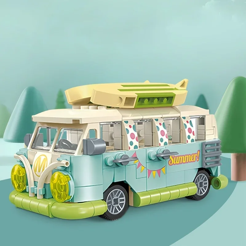 Holiday RV, City Camper Van Building Set, Camping Vehicles Toy, Creative Adventure Birthday Gift for Boys and Girls