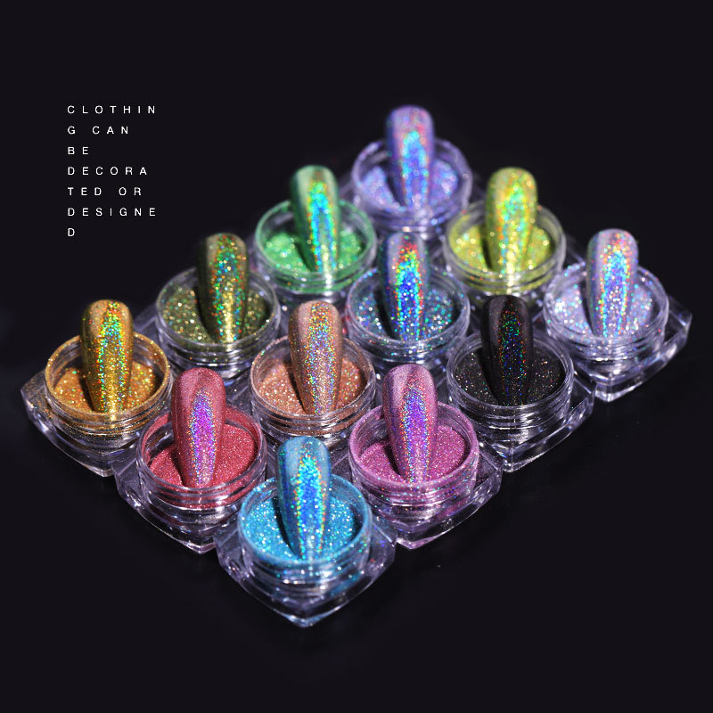 Holographic Unicorn Rainbow Nail Powder Super Shiny DIY Mirror Manicure Glitter