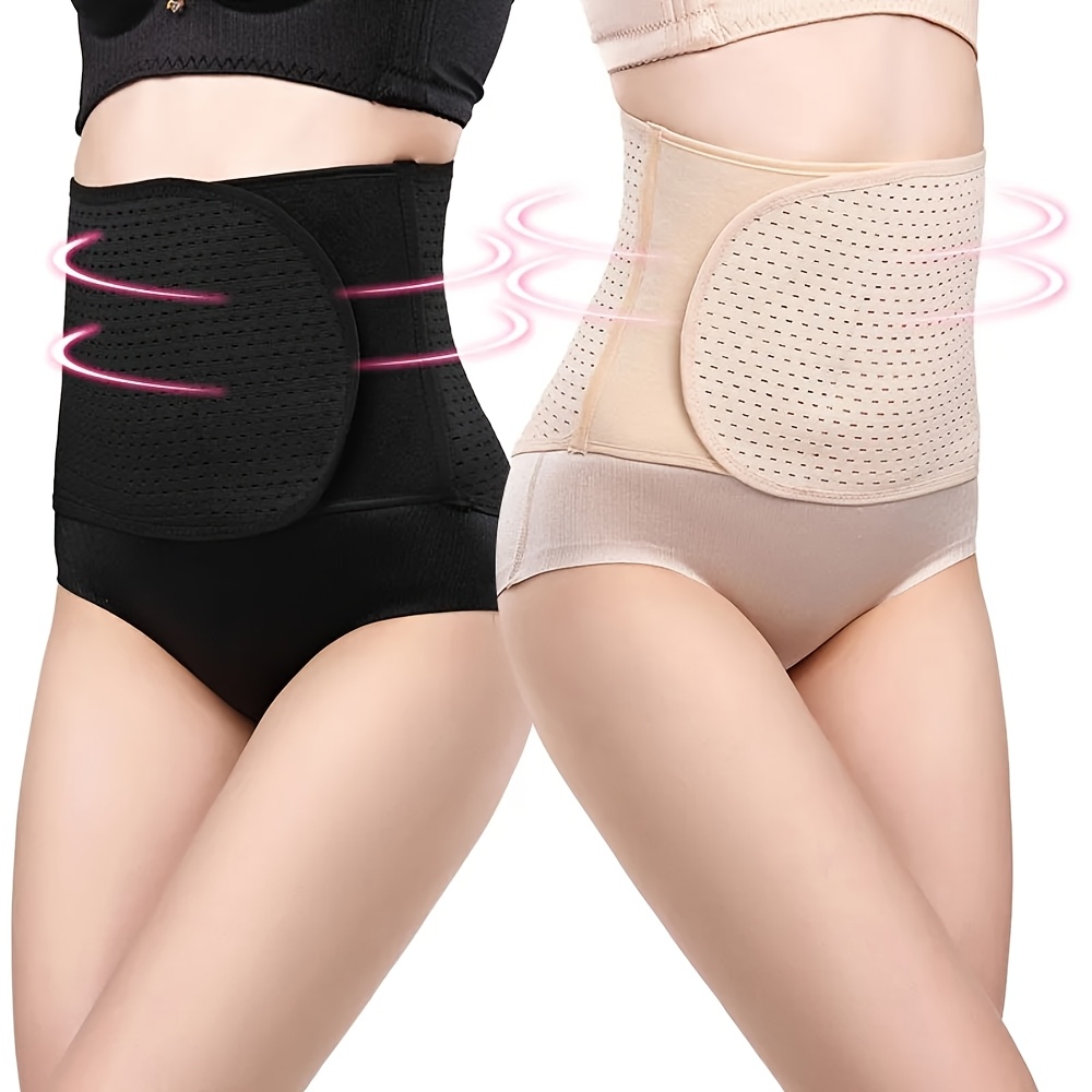 Black Polyester Abdominal Shaping Belt, Adjustable Breathable Lumbar Support Belt, Targeted Compression Pads Lower Back