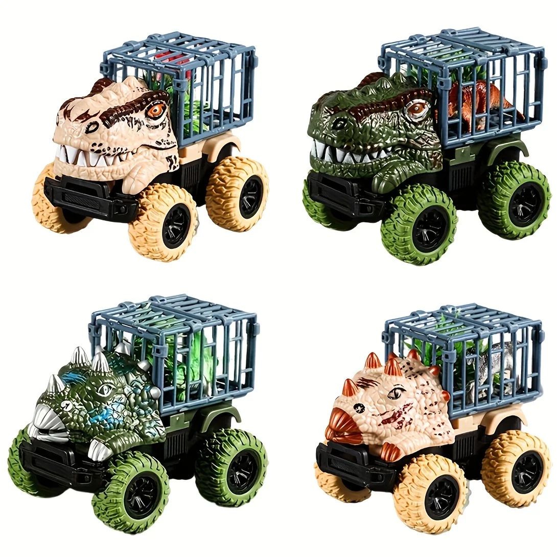 Pull Back Dinosaur Truck Toy with Dino Figures – Interactive Dino Transport Truck Toy for Kids
