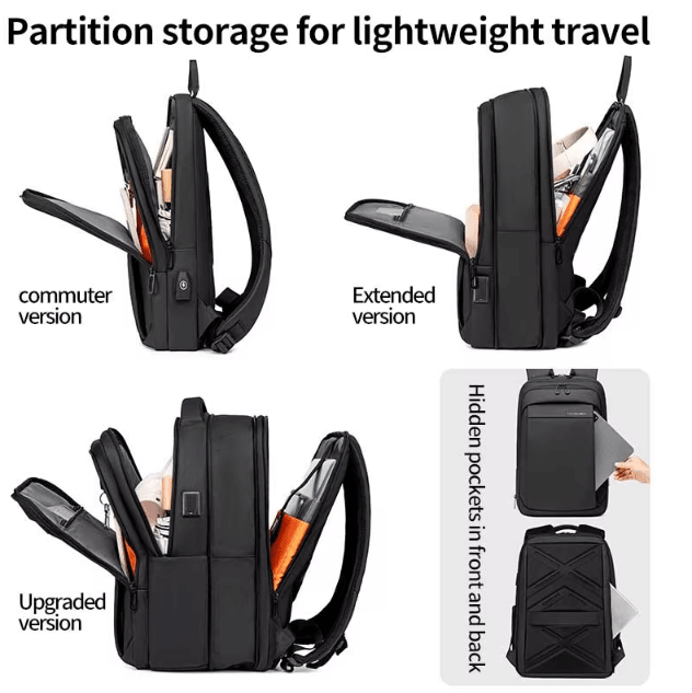 Fenruien Multifunction Waterproof Backpack – USB Charging School & Business Bag Fit 15.6-Inch Laptop