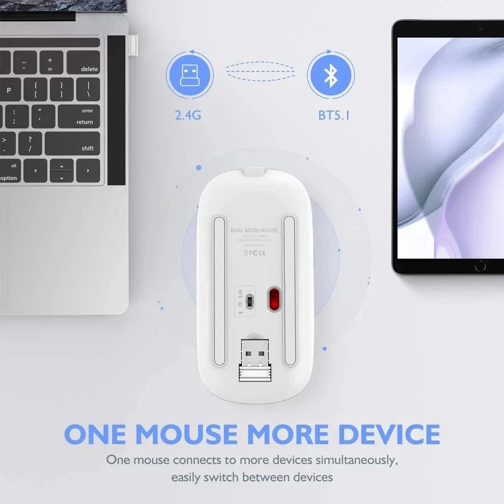 Rechargeable Silent Wireless Mouse with LED Backlit and Dual Mode