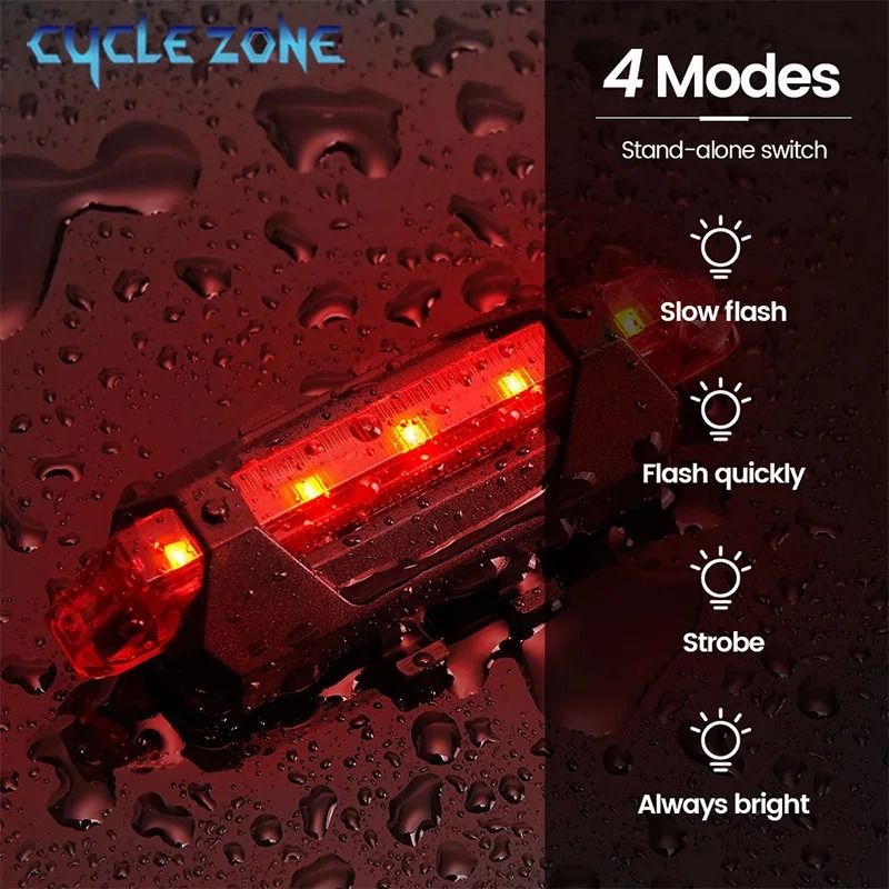 USB Rechargeable Bike Light Set Front and Rear LED Bicycle Headlight and Taillight