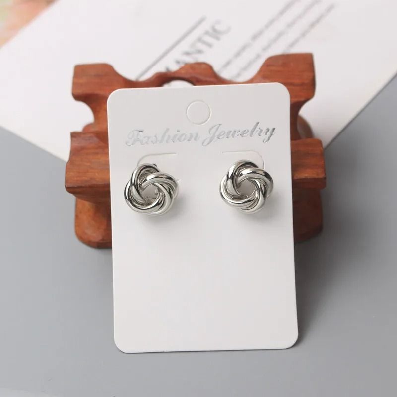 Tiny Metal Twist Round Stud Earrings