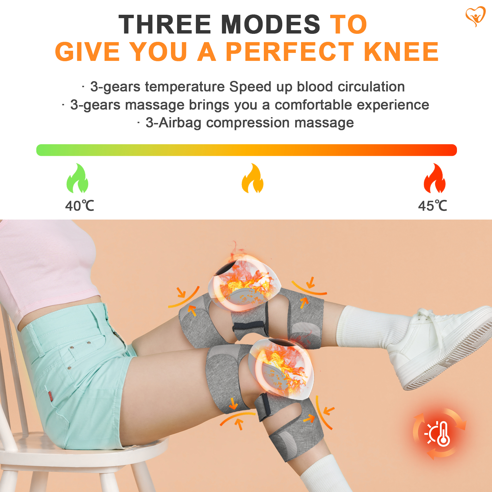 Knee Massager Wireless, Vibration Heating Compression, Relaxes Muscles, Relieves Pain, 2500mAH Battery