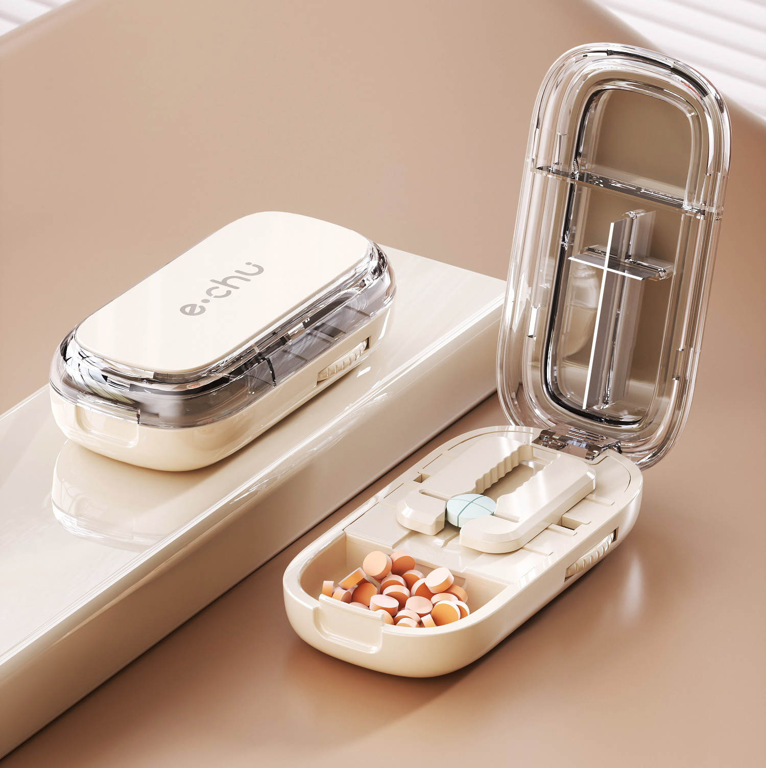 Newest Quartering Pill Cutter Storage Box Portable Drug Tablet Medicine Dustproof Divider Organizer Crusher Pill