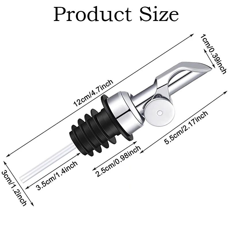 Self-Closing Olive Oil Pour Spout with Leak-Proof Rubber Stopper, Stainless Steel Bottle Pourer