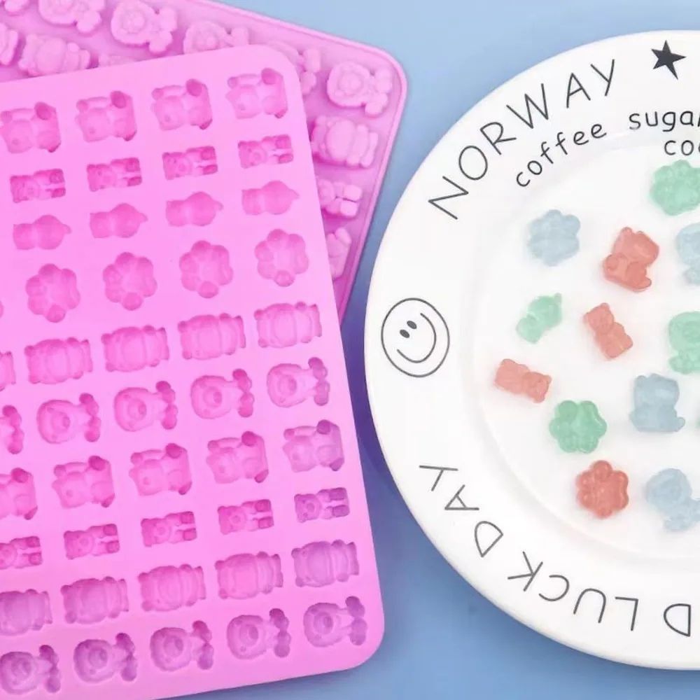 Premium 7-Piece Silicone Candy Molds & Gummy Molds Set with Droppers - Reusable Food-Grade Baking Trays
