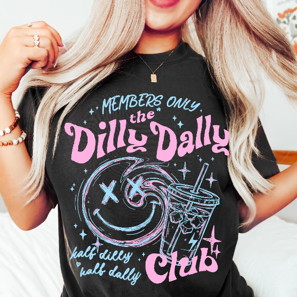 Dilly Dally Club Shirt Funny Introvert Lazy Girl Graphic Tee Trendy Outfit Gift