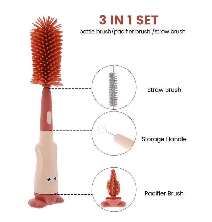 PureCare Baby Bottle Brush Set Silicone Pacifier Straw Cleaner Kit