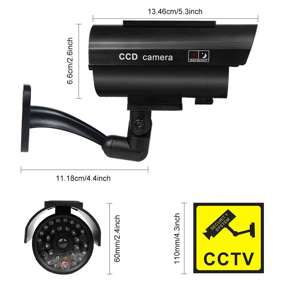 Simulation Solar CCTV Dummy Camera With Flashing LED Light