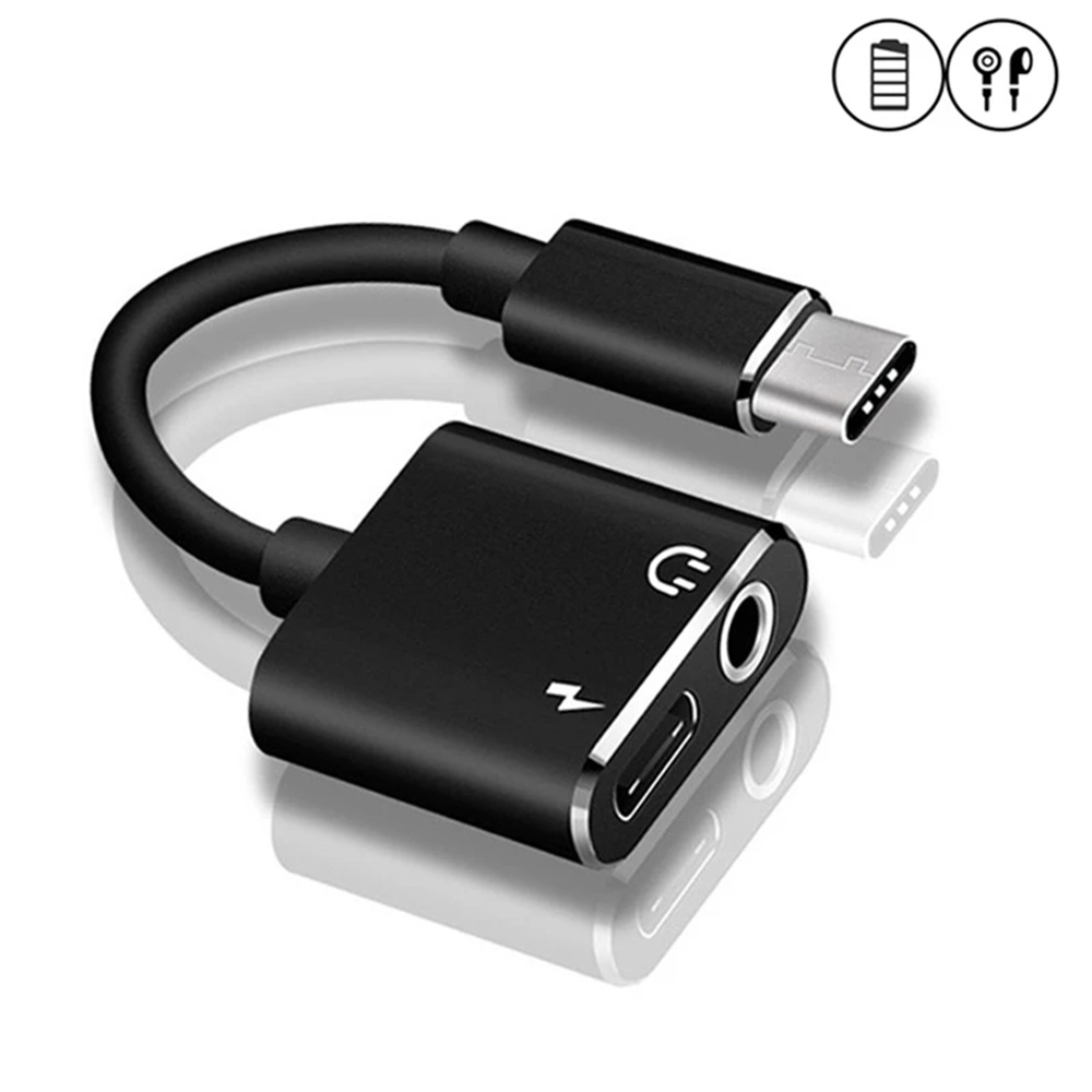 2 in 1 Charging USB C Type-C Audio Splitter, Earphone Adapter