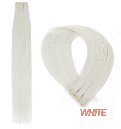 32-Inch Ombre Straight Synthetic Hair Bundle, 200g High-Temperature Fiber (27/613, Brown, Grey, M618)