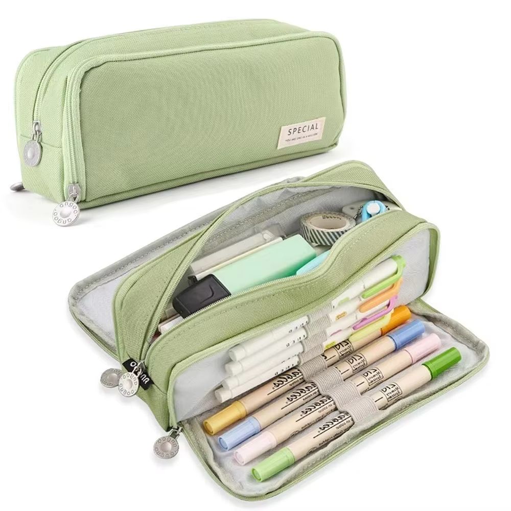 Multi-Compartment Large Capacity Pencil Case with Transparent Partition