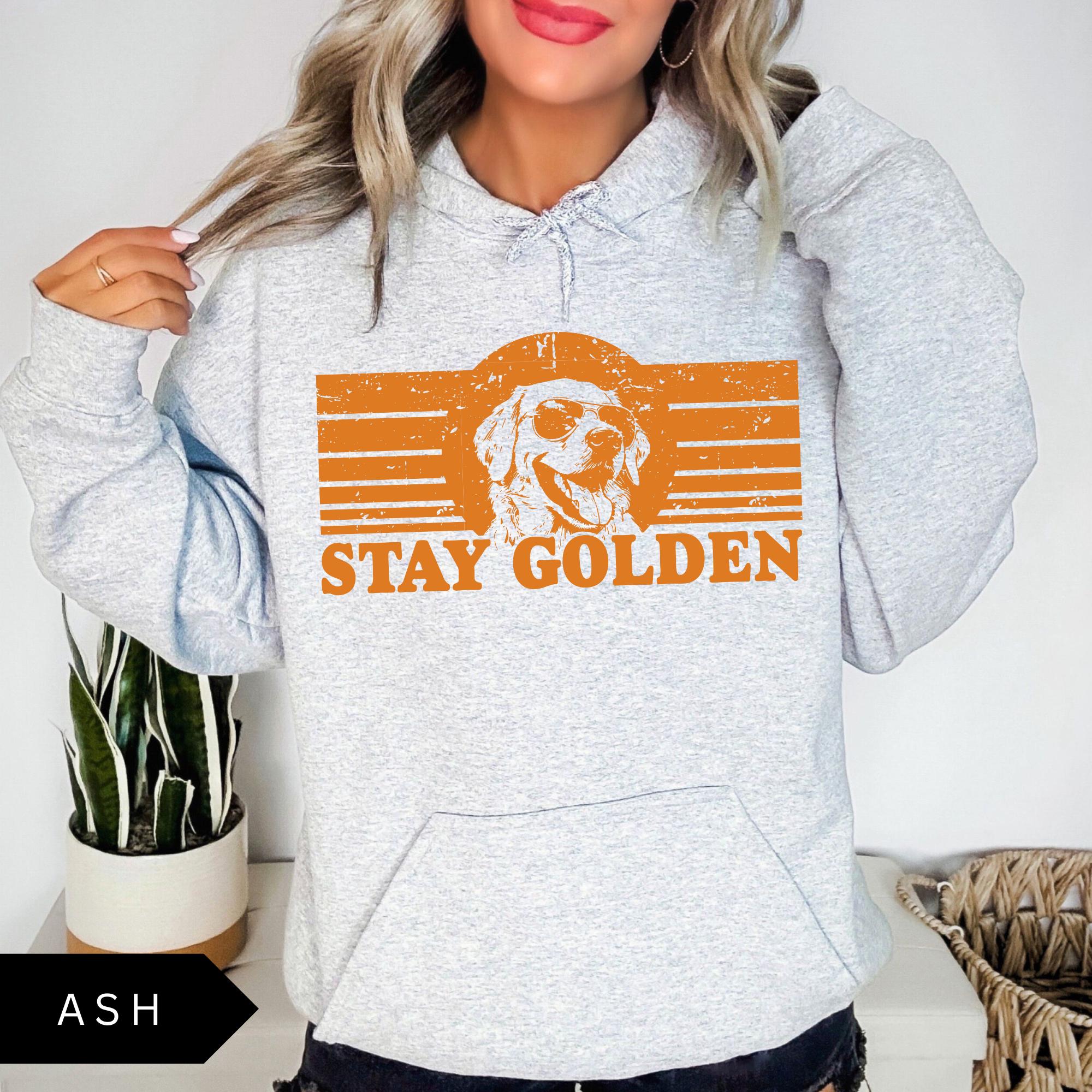 Stay Golden Hoodie Funny Golden Retriever Shirt, Unisex Retro Dog Lover Hoodie