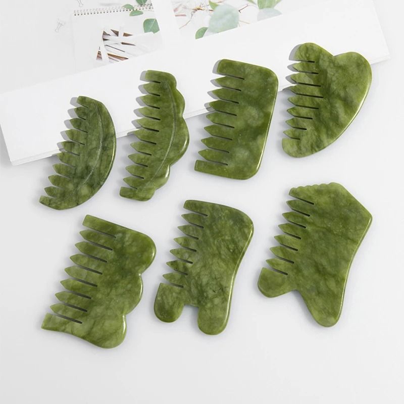 Natural Jade Scalp Comb and Facial Gua Sha Scraping Board