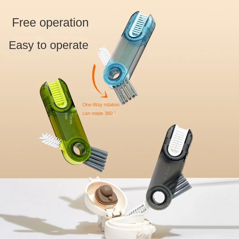 3-in-1 Bottle Gap Cleaner Brush – Multifunctional Silicone U-Shaped Cup & Lid Cleaning Tool
