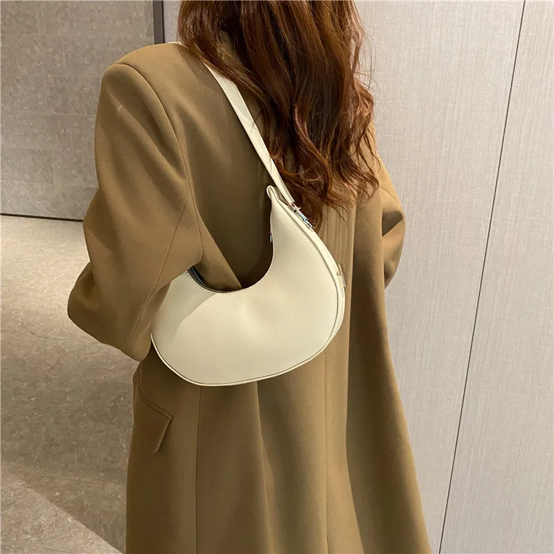 Fashion Luxury Design Leather Hobo Shoulder Bag for Women Small Clutch Handbag Underarm Purse Travel Tote