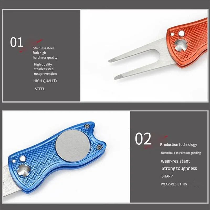 Foldable Golf Divot Repair Tool with Groove Cleaner