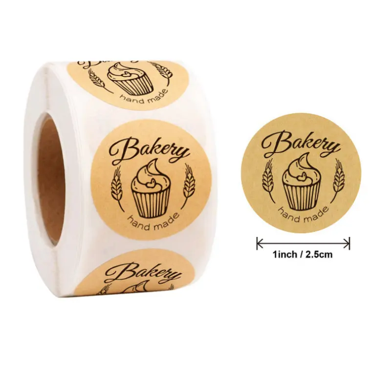 Handmade Dessert Kraft Paper Sealing Labels, Roll Baking Cake Pastry Decorative Stickers, Thank You Gift Stickers