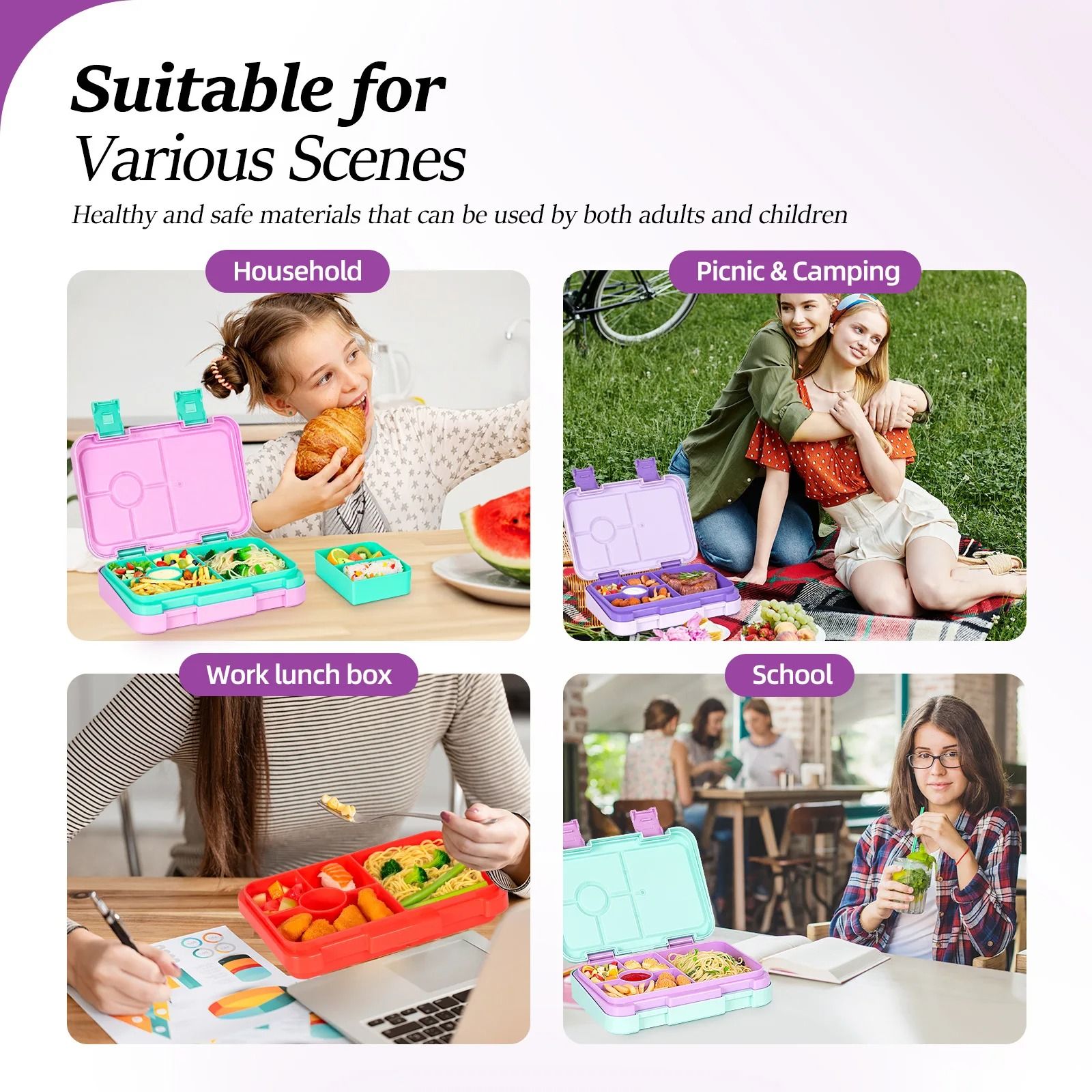 High-Capacity Cartoon Bento & Microwaveable Lunch Box