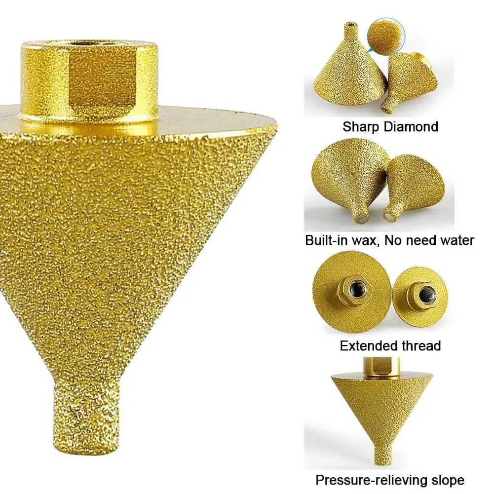 Premium M10 38 mm Diamond Chamfer Bit - Tile, Marble & Concrete Edge Finisher