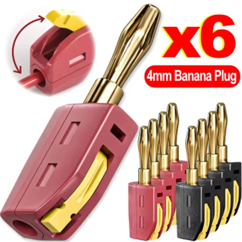 Gold-Plated 32A Banana Plug Connectors – Solderless High-Current Audio & Speaker Plugs