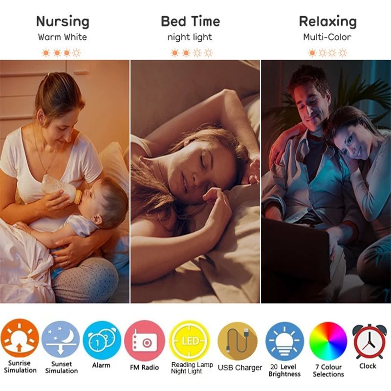 Wake Up Light Alarm Clock with Sunrise and Sunset Simulation