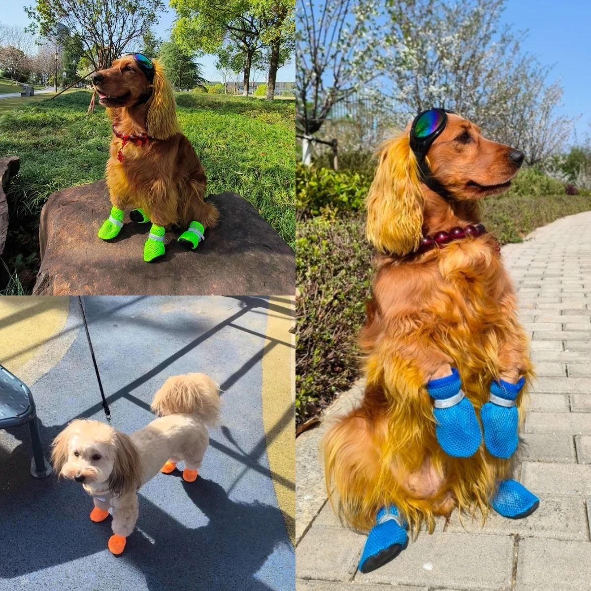 4PCS Summer Dog Shoes Breathable Anti-Slip Wear-Resistant Outdoor Boots for Small Dogs
