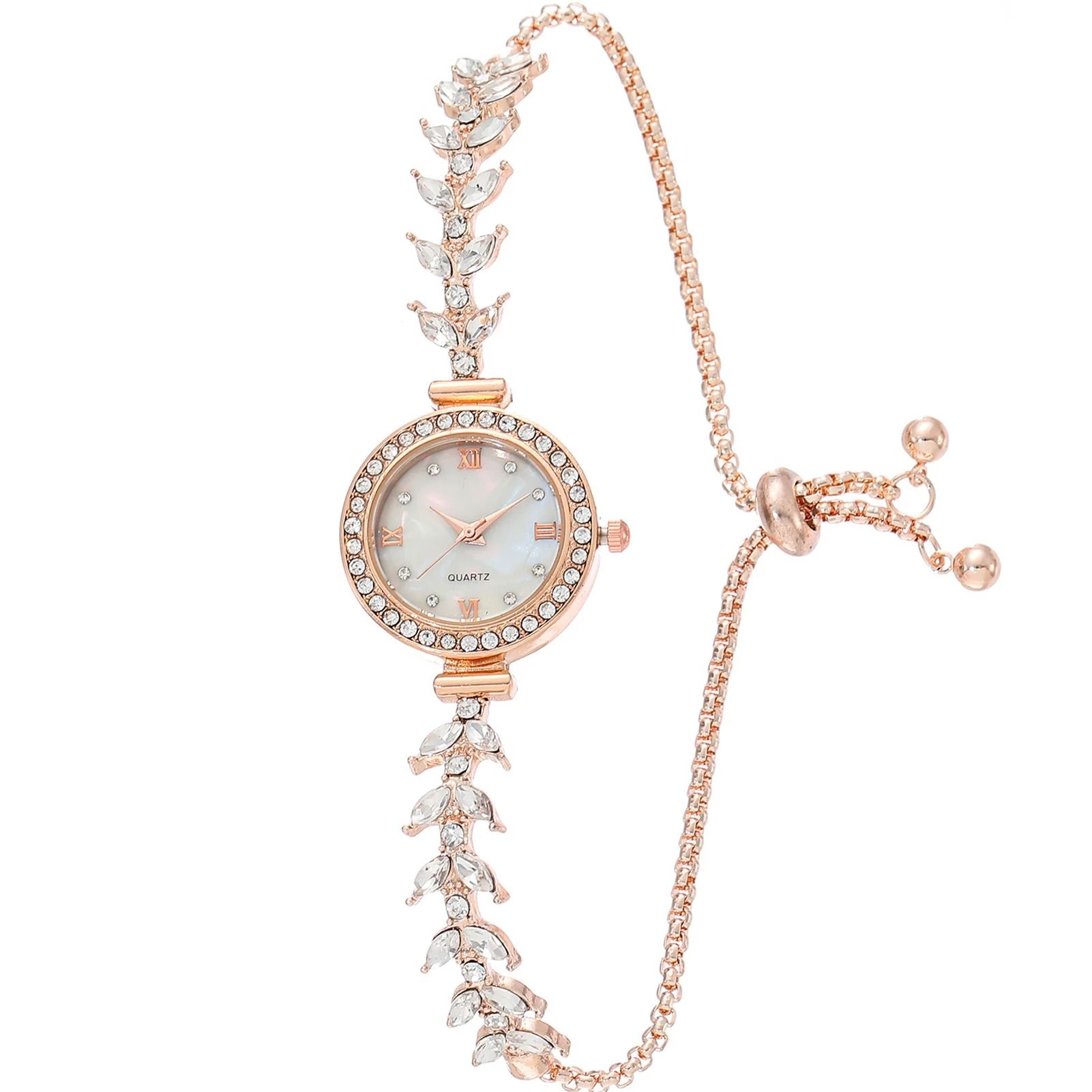 Women's Diamond Inlaid Quartz Crystal Wristwatch