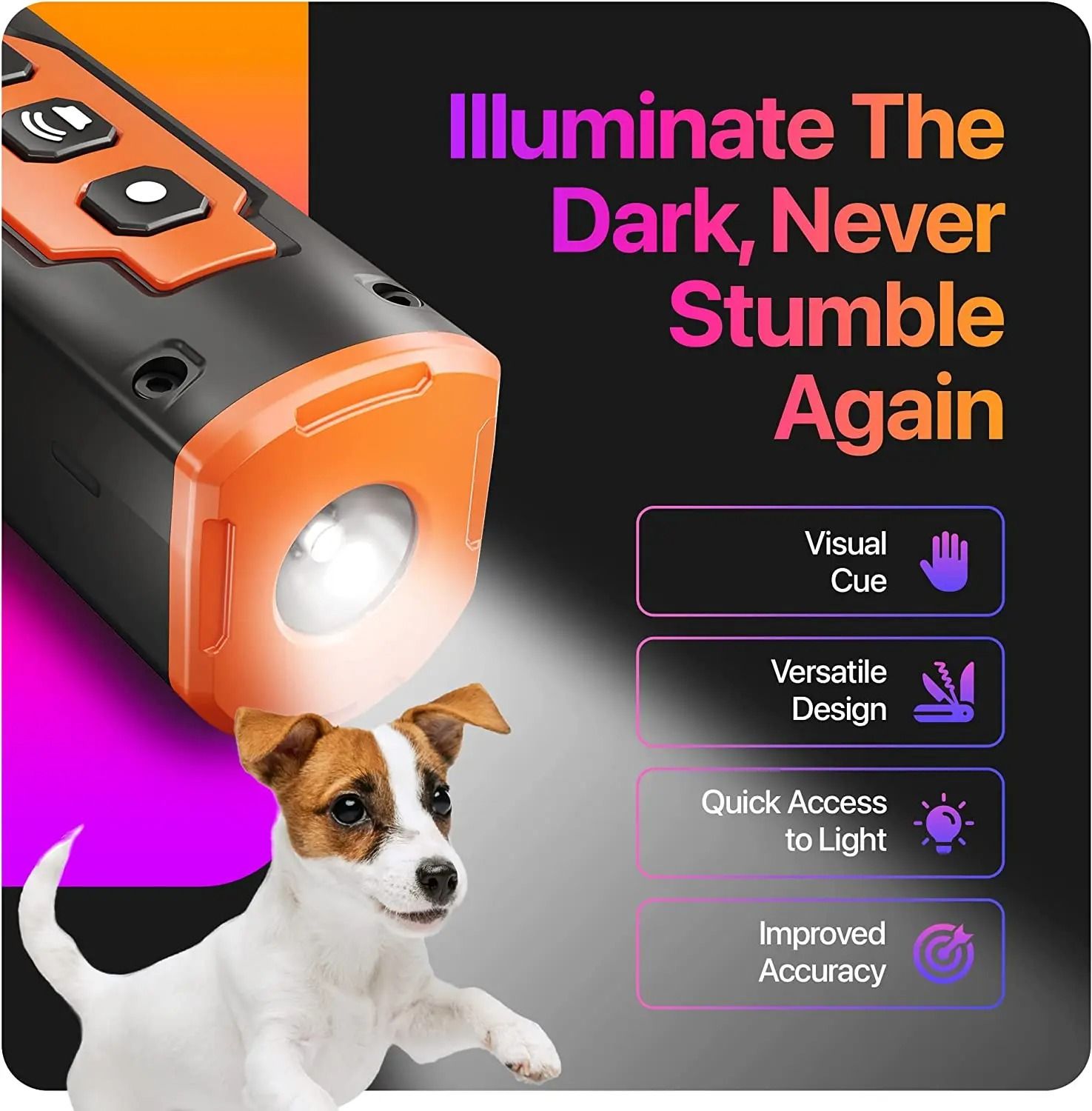 Ultrasonic Dog Training Device With LED Flashlight