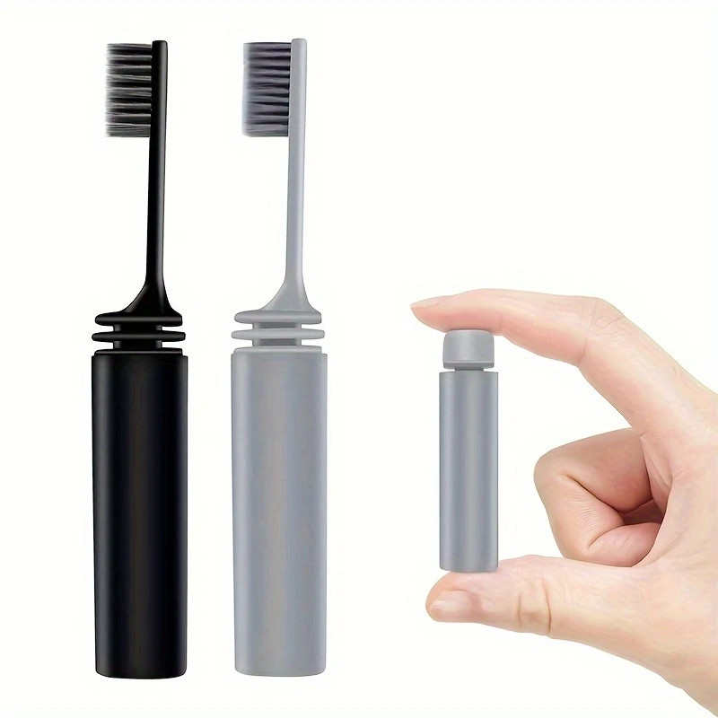 Portable Charcoal Folding Toothbrush for Travel Camping & Hiking Compact and Efficient Teethbrush