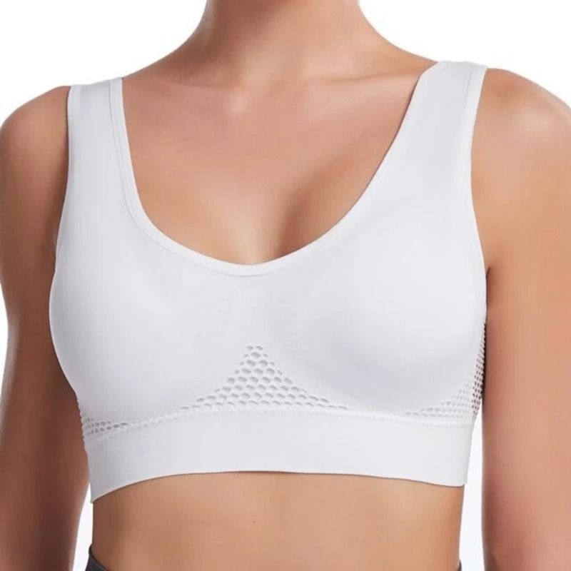 S to 7XL Plus Size Grid Air Hole Wireless Sports Bra for Yoga Running