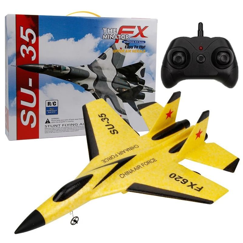 RC Foam SU-35 Fighter Jet Glider with Remote Control and LED Lights