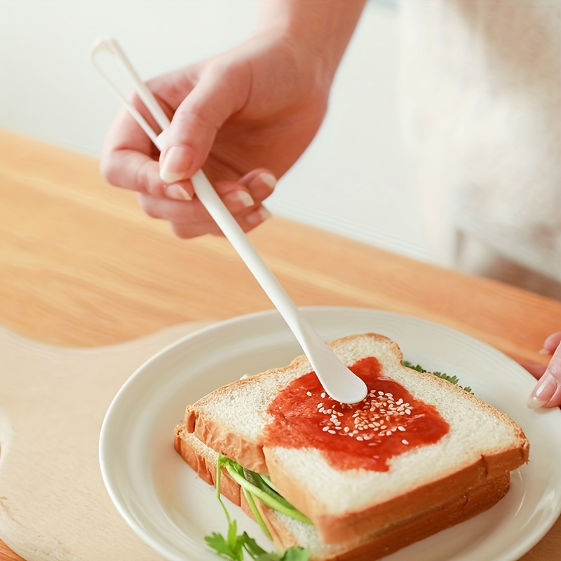 Plastic Double-ended Tiny Spoon Spatula Handle Manual Egg Blender Mini Whisk Spoon Kitchen Gadget