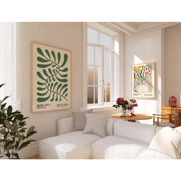 Frameless Matisse Floral Wall Art Set – Boho Mid-Century Modern Prints