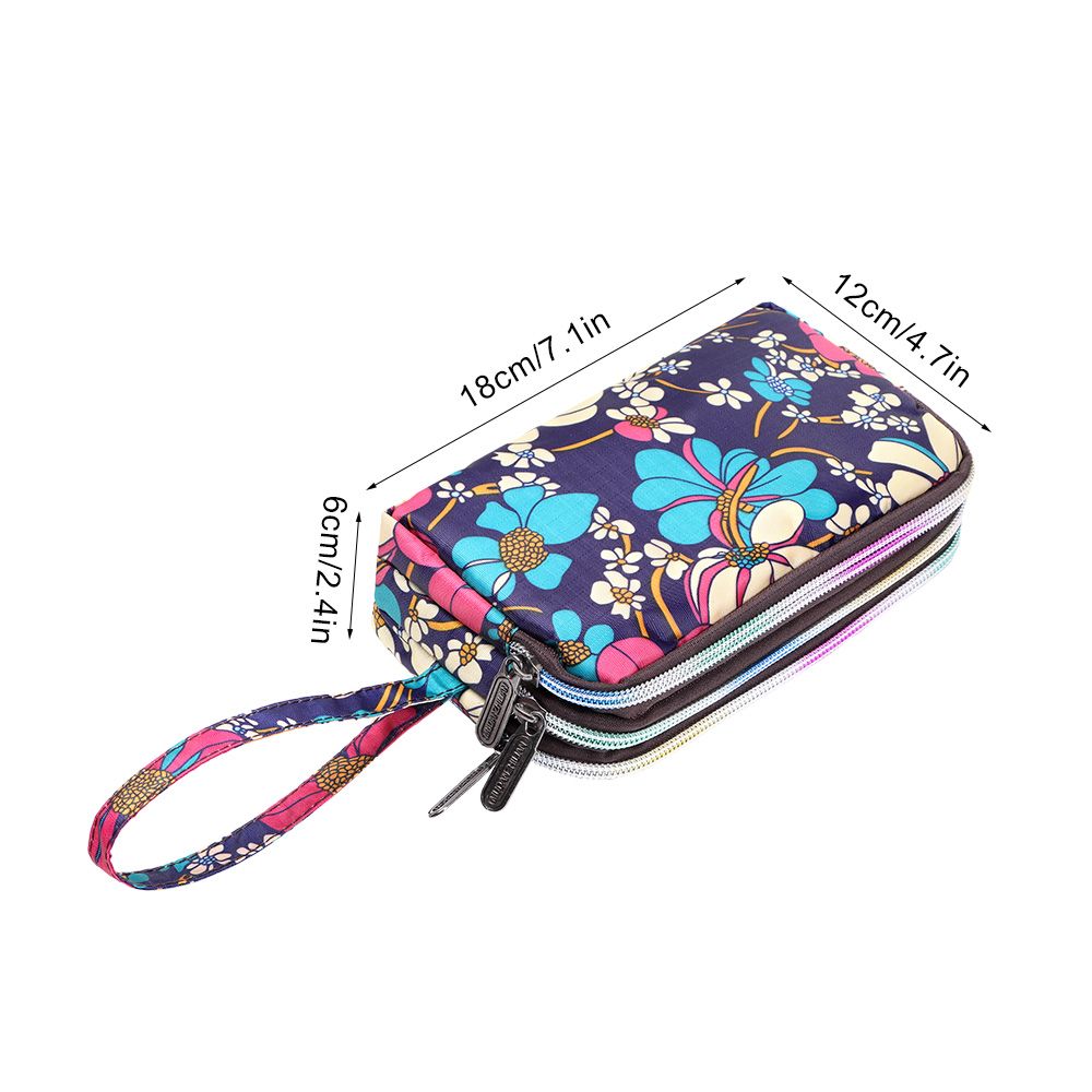 Women Handbag Print Canvas Wristlet Bag, Three Layer Long Wallet, Large Capacity Coin Purse, Waterproof
