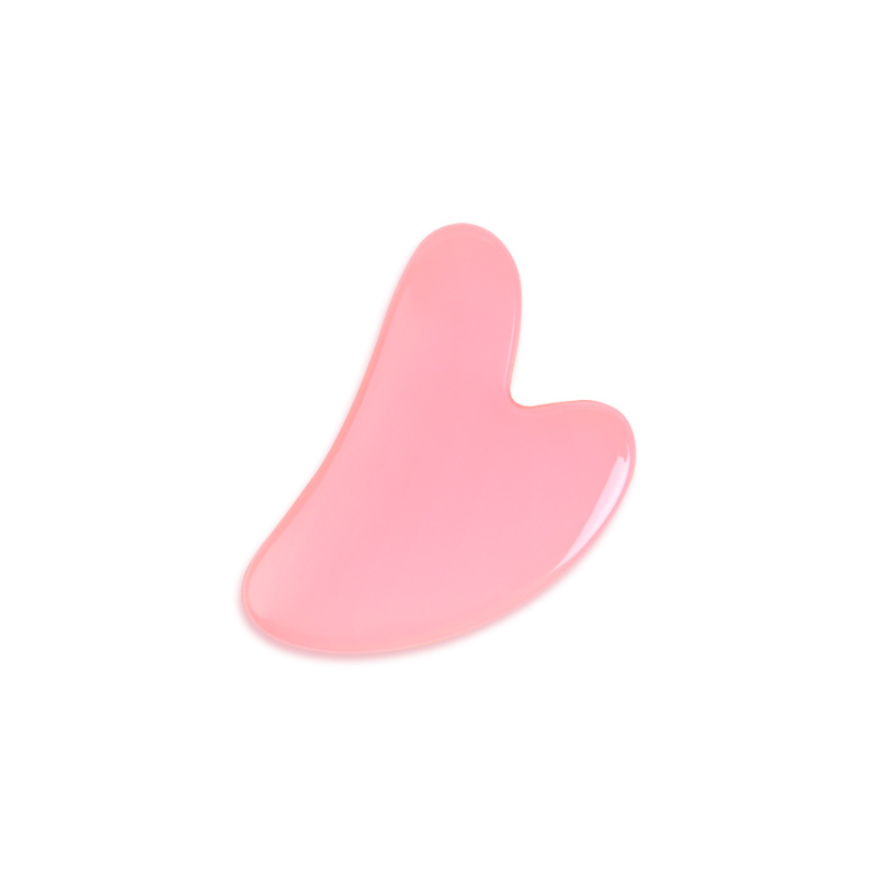 Pink Natural Resin Jade Roller Gua Sha Scraper Set, Face Lift Massager, Anti-Wrinkle & Double Chin Remover Beauty Skin