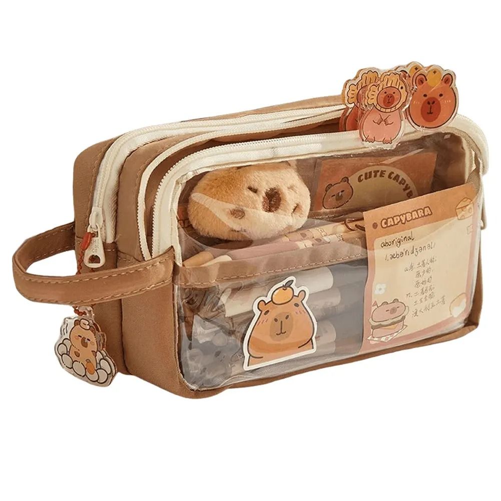 Capybara Kawaii Pencil Case with Compartments Cute Stationery Pouch