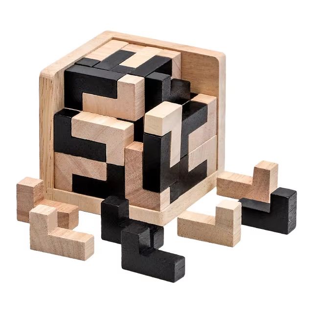 3D Luban lock puzzle Wooden Cube Interlocking IQ Challenge Toy