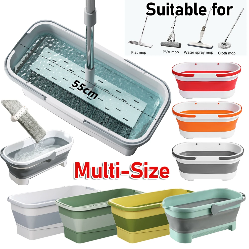 Foldable Mop Bucket Large Rectangular Laundry Barrel, Space-Saving Reusable Household Cleaning Basin