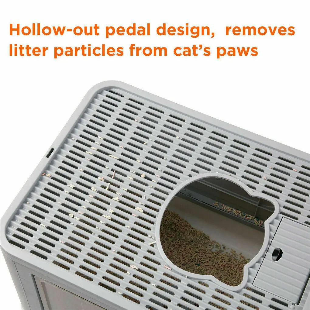 Foldable Cat Litter Box with Massager, Front Entry & Top Exit Toilet & Enclosed Litter Scoop