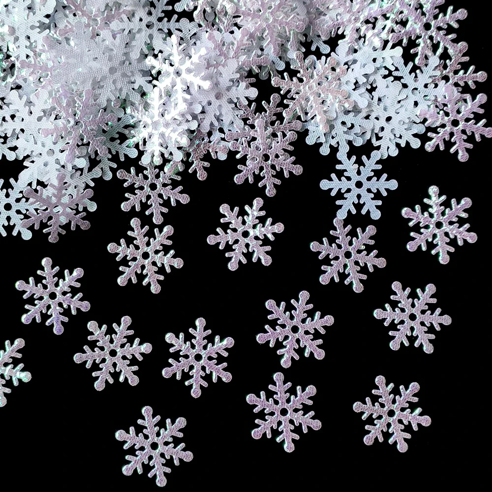 Christmas Snowflakes Confetti Ornaments, Winter Party Cake Decor Decorations for Home Xmas Tree Supplies