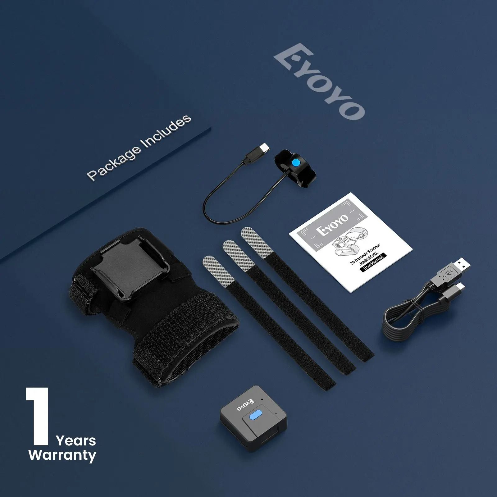 Eyoyo Bluetooth Barcode Scanner Wearable Glove with 1D and 2D QR Code Reader