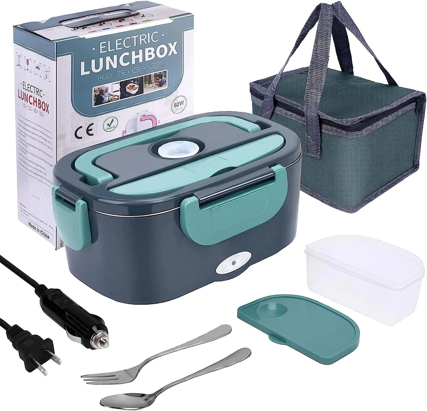 1.5L 60W Electric Lunch Box Food Warmer Portable Food Heater for Car or Home