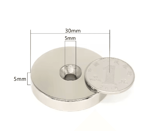 N52 Neodymium Countersunk Magnets Set – Heavy Duty 30mm Strong Disc Magnets with Hole (10 PCS)